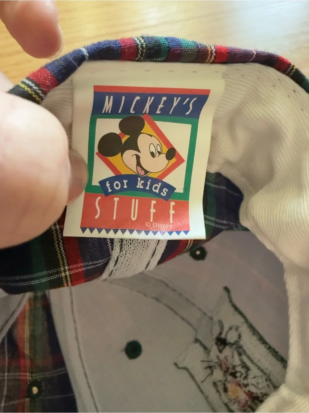 Vintage 90s Disney Mickey’s Stuff for Kids Plaid Snapback Hat - Excellent Condit